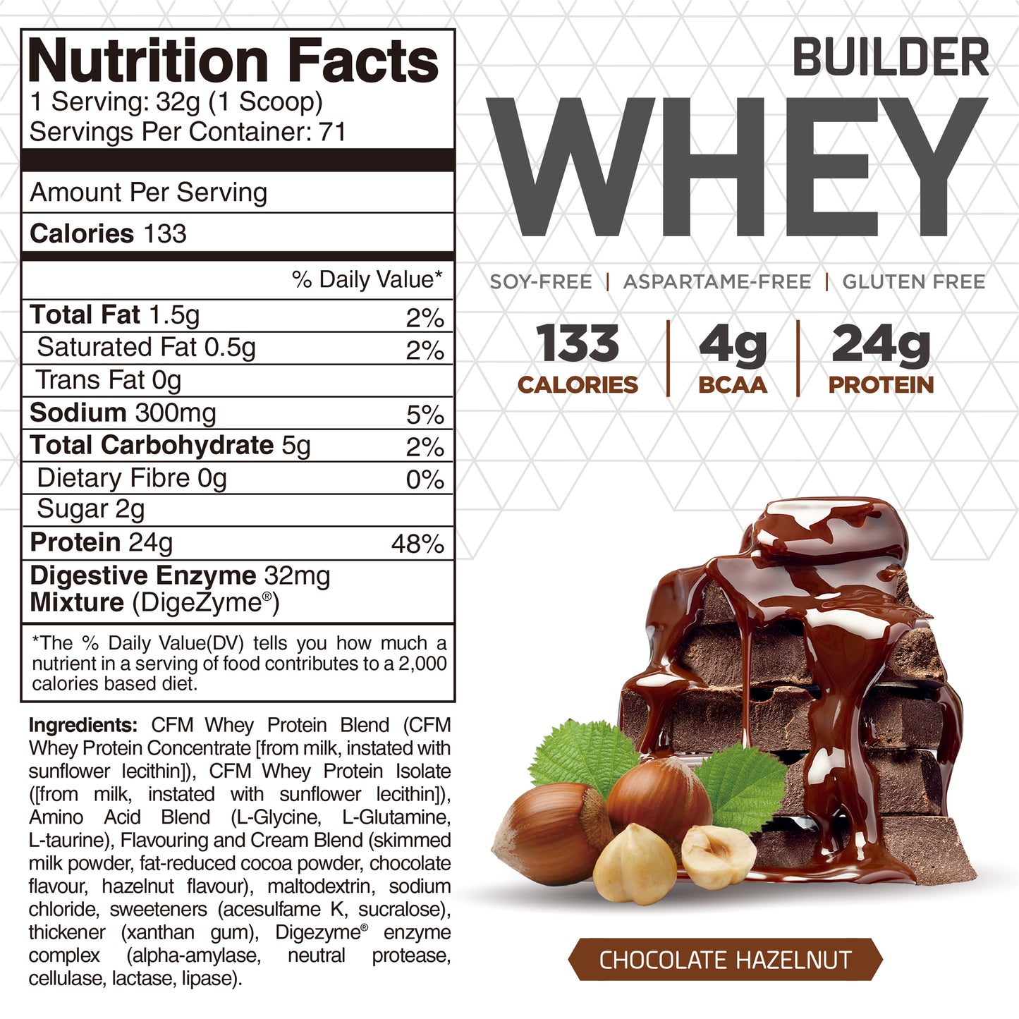 Builder Whey Protein Powder individual pack - 12x32g (Mix flavors)