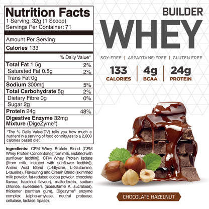 Builder Whey Protein Powder individual pack - 12x32g (Mix flavors)