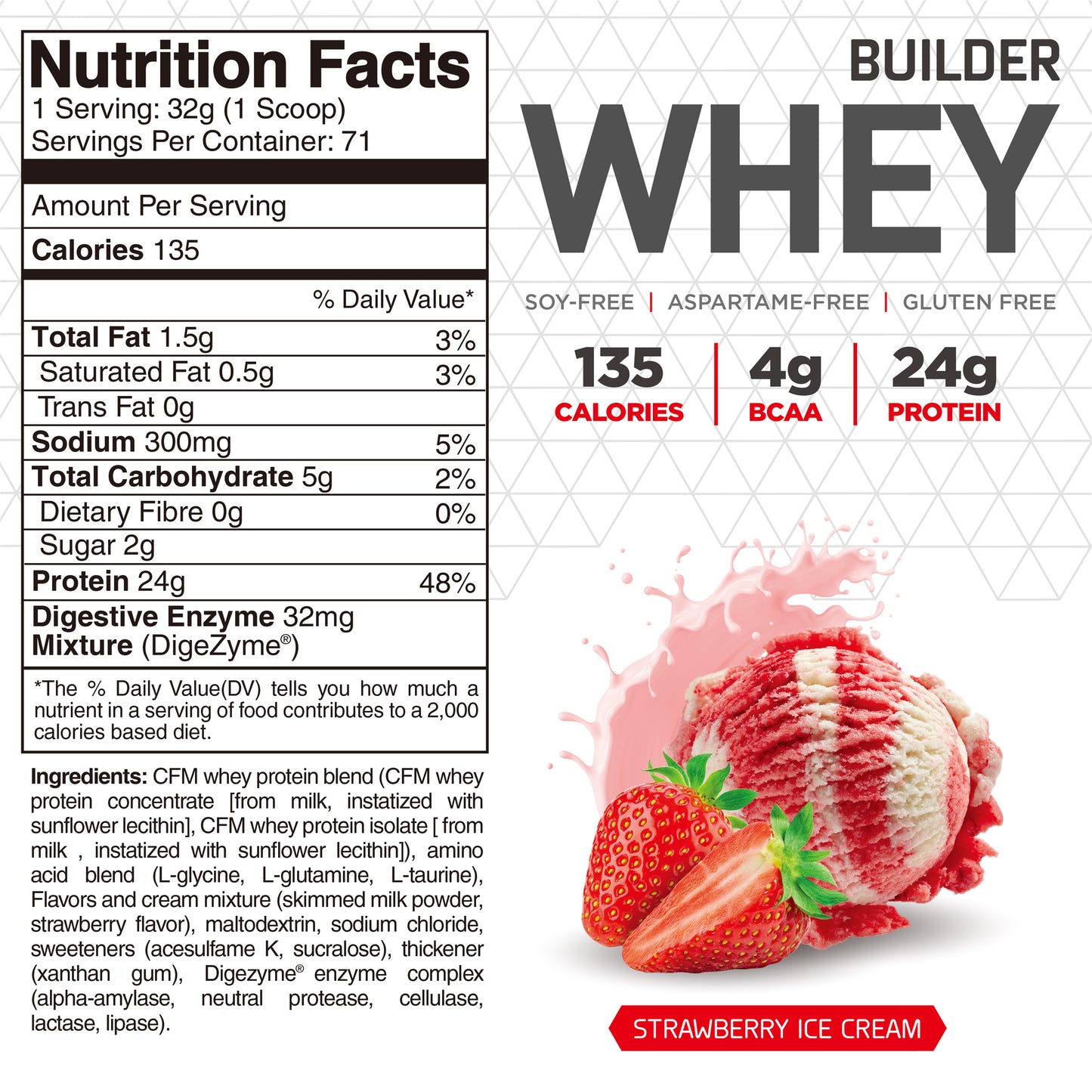 Builder Whey Protein Powder individual pack - 12x32g (Mix flavors)