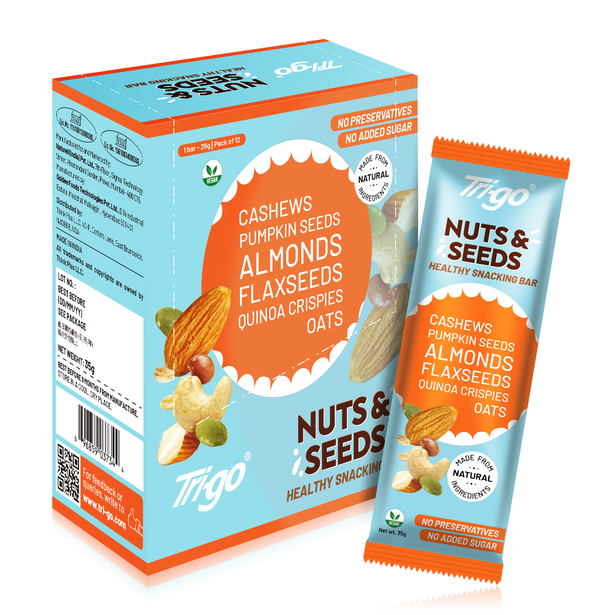 Vegan Nuts & Seeds Healthy Snacking Bar 12pcs x 35g